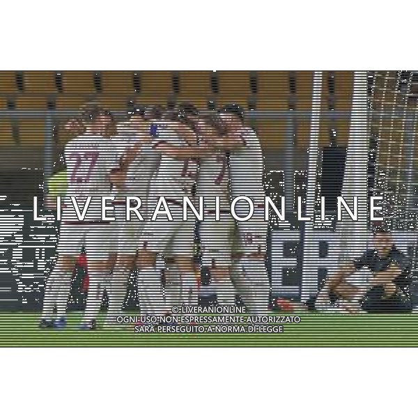 Alessandro Buongiorno of Torino FC celebrates after scoring a goal with teammates during the Italian soccer Serie A match US Lecce vs Torino FC on October 28, 2023 at Via del Mare Stadium in Lecce, Italy. Photo by Emmanuele Mastrodonato/ag. Aldo Liverani sas
