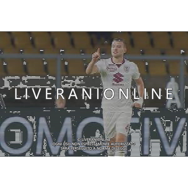 Alessandro Buongiorno of Torino FC celebrates after scoring a goal during the Italian soccer Serie A match US Lecce vs Torino FC on October 28, 2023 at Via del Mare Stadium in Lecce, Italy. Photo by Emmanuele Mastrodonato/ag. Aldo Liverani sas