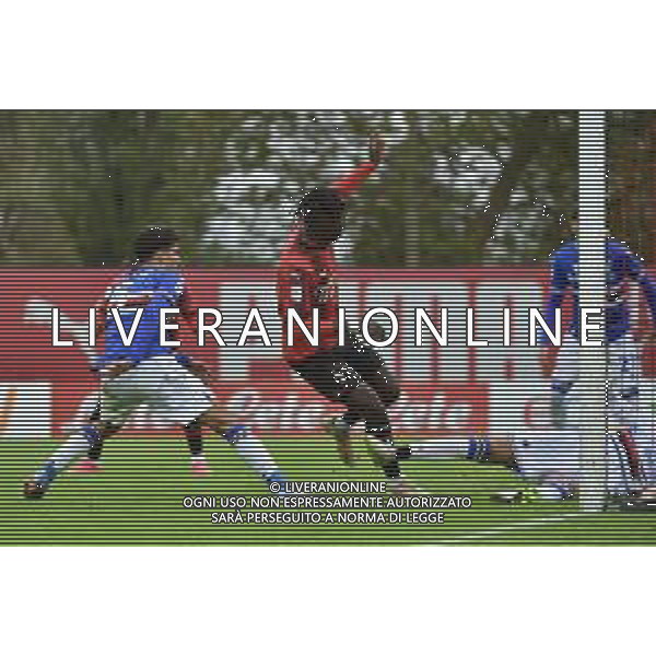 TVRG Milan vs Sampdoria nella foto Clinton Nsiala Makengo (Milan) segna il gol dell\'1 a 0 Milano 29-10-2023 Puma House of Football - centro sportivo Peppino Vismara Campionato Primavera 1 TIM - 8a giornata foto Roberto Garavaglia/ag. Aldo Liverani sasAGENZIA ALDO LIVERANI SAS