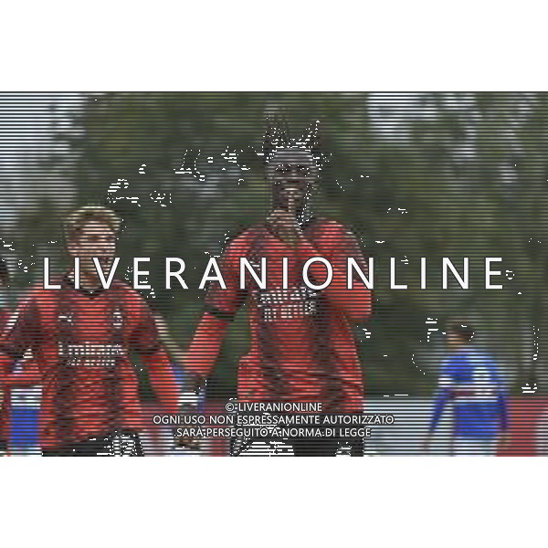 TVRG Milan vs Sampdoria nella foto Clinton Nsiala Makengo (Milan) esulta dopo il gol dell\'1 a 0 Milano 29-10-2023 Puma House of Football - centro sportivo Peppino Vismara Campionato Primavera 1 TIM - 8a giornata foto Roberto Garavaglia/ag. Aldo Liverani sasAGENZIA ALDO LIVERANI SAS
