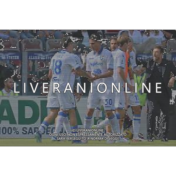 29-10-2023. Cagliari calcio- Frosinone calcio. 10° giornata campionato calcio italiano Serie A 2023/2024, Stadio Unipol Domus Cagliari. Foto Salvatore Moi/Agenzia Aldo Liverani s.a.s. Nella foto: Gol ed esultanza Frosinone in trasferta contro il Cagliari, nello stadio Unipol Domus di Cagliari. Segna: Matías Soulé Frosinone ©Moi Salvatore / AGENZIA ALDO LIVERANI SAS
