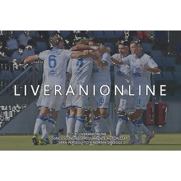 29-10-2023. Cagliari calcio- Frosinone calcio. 10° giornata campionato calcio italiano Serie A 2023/2024, Stadio Unipol Domus Cagliari. Foto Salvatore Moi/Agenzia Aldo Liverani s.a.s. Nella foto: Gol ed esultanza Frosinone in trasferta contro il Cagliari, nello stadio Unipol Domus di Cagliari. Segna: Marco Brescianini Frosinone ©Moi Salvatore / AGENZIA ALDO LIVERANI SAS