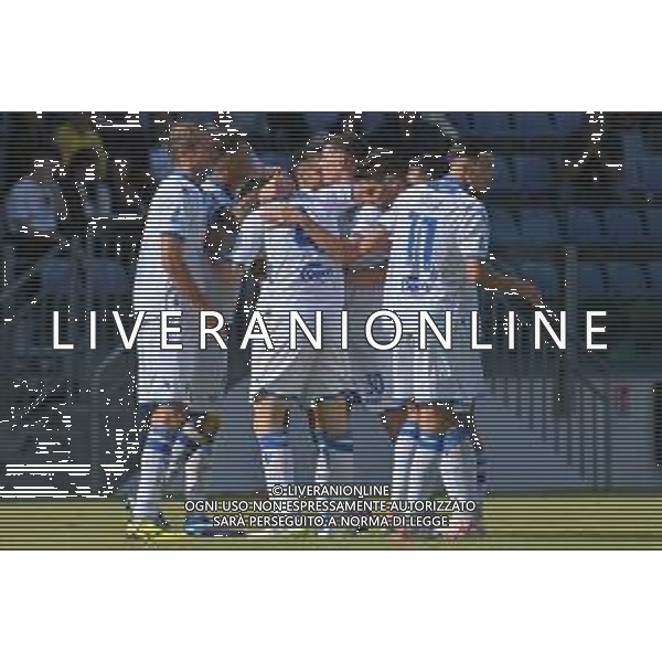29-10-2023. Cagliari calcio- Frosinone calcio. 10° giornata campionato calcio italiano Serie A 2023/2024, Stadio Unipol Domus Cagliari. Foto Salvatore Moi/Agenzia Aldo Liverani s.a.s. Nella foto: Gol ed esultanza Frosinone in trasferta contro il Cagliari, nello stadio Unipol Domus di Cagliari. Segna: Marco Brescianini Frosinone ©Moi Salvatore / AGENZIA ALDO LIVERANI SAS