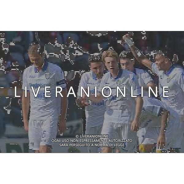29-10-2023. Cagliari calcio- Frosinone calcio. 10° giornata campionato calcio italiano Serie A 2023/2024, Stadio Unipol Domus Cagliari. Foto Salvatore Moi/Agenzia Aldo Liverani s.a.s. Nella foto: Gol ed esultanza Frosinone in trasferta contro il Cagliari, nello stadio Unipol Domus di Cagliari. Segna: Marco Brescianini Frosinone ©Moi Salvatore / AGENZIA ALDO LIVERANI SAS