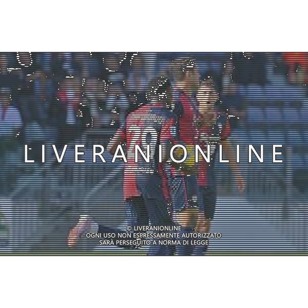 29-10-2023. Cagliari calcio- Frosinone calcio. 10° giornata campionato calcio italiano Serie A 2023/2024, Stadio Unipol Domus Cagliari. Foto Salvatore Moi/Agenzia Aldo Liverani s.as. Nella foto: Gol ed esultanza del Cagliari in casa contro Frosinone, nello stadio Unipol Domus di Cagliari. Segna:Agenzia Aldo Liverani s.a.s. Nella foto: Antoine Makoumbou Cagliari ©Moi Salvatore / AGENZIA ALDO LIVERANI SAS