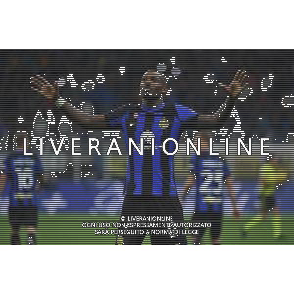 Inter vs Roma nella foto Marcus Thuram (Inter) esulta dopo il gol dell\'1 a 0 Milano 29-10-2023 Stadio Giuseppe Meazza - San Siro Campionato Serie A TIM - 10a giornata foto Roberto Garavaglia/ag. Aldo Liverani sas