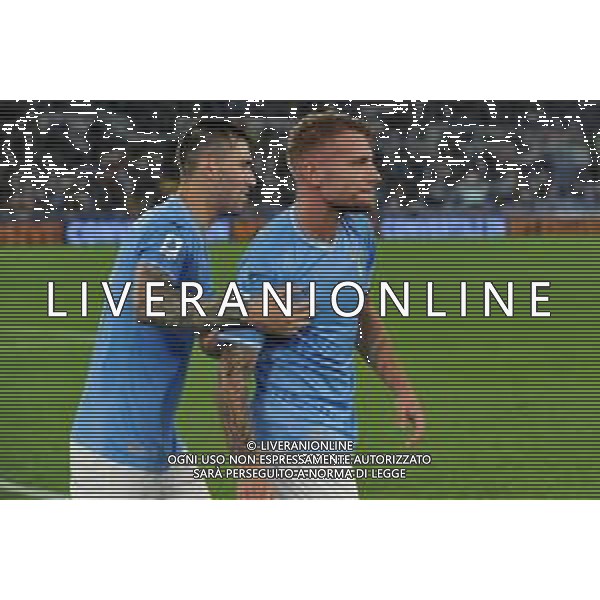 Lazio vs Fiorentina - Campionato Serie A TIM - 10 giornata - Stadio Olimpico - Roma 30-10-2023 nella foto Esultanza Romagnoli e Immobile ©Federico Gaetano / AGENZIA ALDO LIVERANI SAS