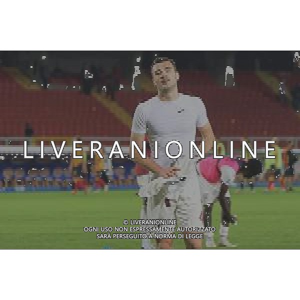 Alessandro Buongiorno of Torino FC takes off his shirt to give it to the fans during the Italian soccer Serie A match US Lecce vs Torino FC on October 28, 2023 at Via del Mare Stadium in Lecce, Italy. Photo by Emmanuele Mastrodonato/ag. Aldo Liverani sas
