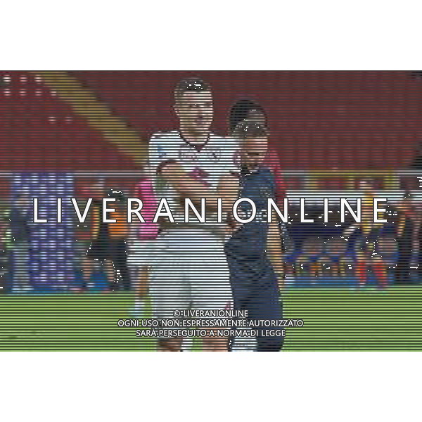 Alessandro Buongiorno of Torino FC takes off his shirt to give it to the fans during the Italian soccer Serie A match US Lecce vs Torino FC on October 28, 2023 at Via del Mare Stadium in Lecce, Italy. Photo by Emmanuele Mastrodonato/ag. Aldo Liverani sas