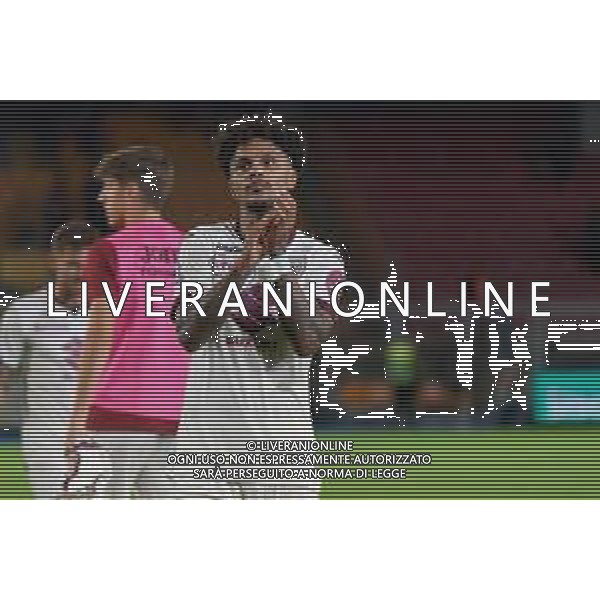 Valentino Lazaro of Torino FC applauds fans during the Italian soccer Serie A match US Lecce vs Torino FC on October 28, 2023 at Via del Mare Stadium in Lecce, Italy. Photo by Emmanuele Mastrodonato/ag. Aldo Liverani sas