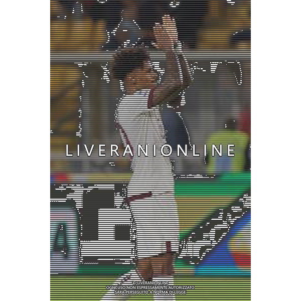 Valentino Lazaro of Torino FC applauds fans during the Italian soccer Serie A match US Lecce vs Torino FC on October 28, 2023 at Via del Mare Stadium in Lecce, Italy. Photo by Emmanuele Mastrodonato/ag. Aldo Liverani sas