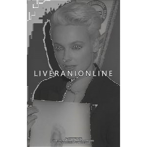 NEG-RETROSPETTIVA BRIGITTE NIELSEN ATTRICE  NELLA FOTO BRIGITTE NIELSEN PRESENTA IL SUO DISCO NELL\'ANNO 1987 A MILANO IN TERRAZZA MARTINI  AG ALDO LIVERANI SAS