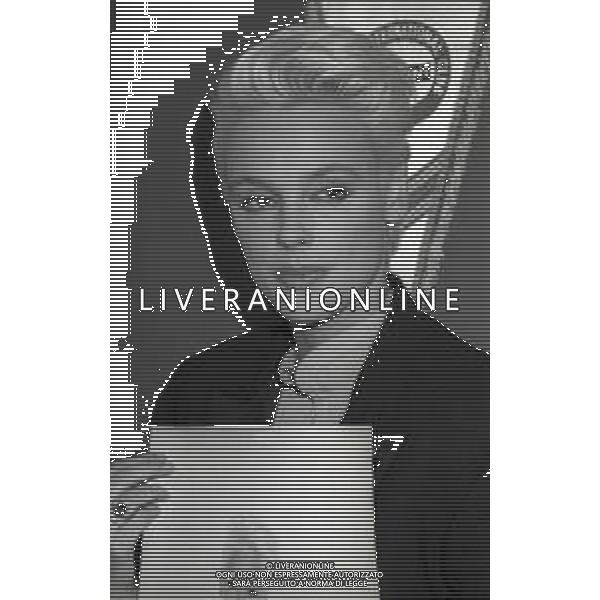 NEG-RETROSPETTIVA BRIGITTE NIELSEN ATTRICE  NELLA FOTO BRIGITTE NIELSEN PRESENTA IL SUO DISCO NELL\'ANNO 1987 A MILANO IN TERRAZZA MARTINI  AG ALDO LIVERANI SAS