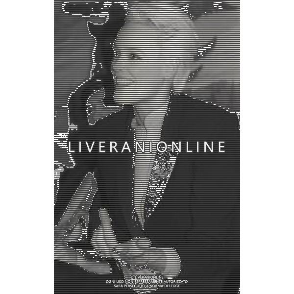 NEG-RETROSPETTIVA BRIGITTE NIELSEN ATTRICE  NELLA FOTO BRIGITTE NIELSEN PRESENTA IL SUO DISCO NELL\'ANNO 1987 A MILANO IN TERRAZZA MARTINI  AG ALDO LIVERANI SAS