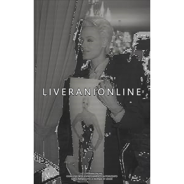 NEG-RETROSPETTIVA BRIGITTE NIELSEN ATTRICE  NELLA FOTO BRIGITTE NIELSEN PRESENTA IL SUO DISCO NELL\'ANNO 1987 A MILANO IN TERRAZZA MARTINI  AG ALDO LIVERANI SAS