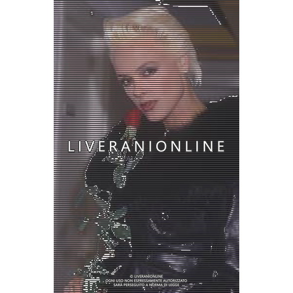 DIAP-RETROSPETTIVA BRIGITTE NIELSEN ATTRICE NELLA FOTO BRIGITTE NIELSEN NELL\'ANNO 1989 A MILANO TRASMISSIONE TELEVISIVA “ODIENS“ AG ALDO LIVERANI SAS 
