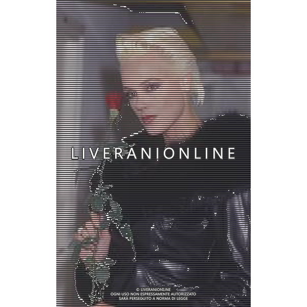 DIAP-RETROSPETTIVA BRIGITTE NIELSEN ATTRICE NELLA FOTO BRIGITTE NIELSEN NELL\'ANNO 1989 A MILANO TRASMISSIONE TELEVISIVA “ODIENS“ AG ALDO LIVERANI SAS 