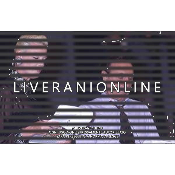 DIAP-RETROSPETTIVA BRIGITTE NIELSEN ATTRICE NELLA FOTO BRIGITTE NIELSEN CON PIPPO BAUDO NELL\'ANNO 1992 A SANREMO AG ALDO LIVERANI SAS  