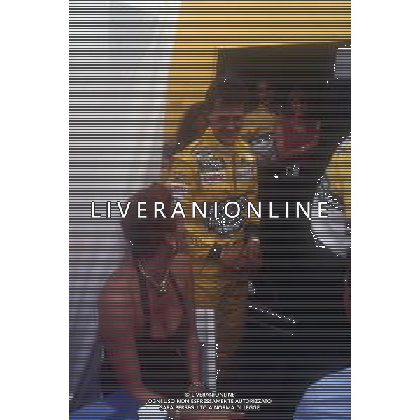 DIAP-RETROSPETTIVA BRIGITTE NIELSEN ATTRICE NELLA FOTO BRIGITTE NIELSEN ALL\'AUTODROMO DI MONZA CON MICHAEL SCHUMACHER AG ALDO LIVERANI SAS 