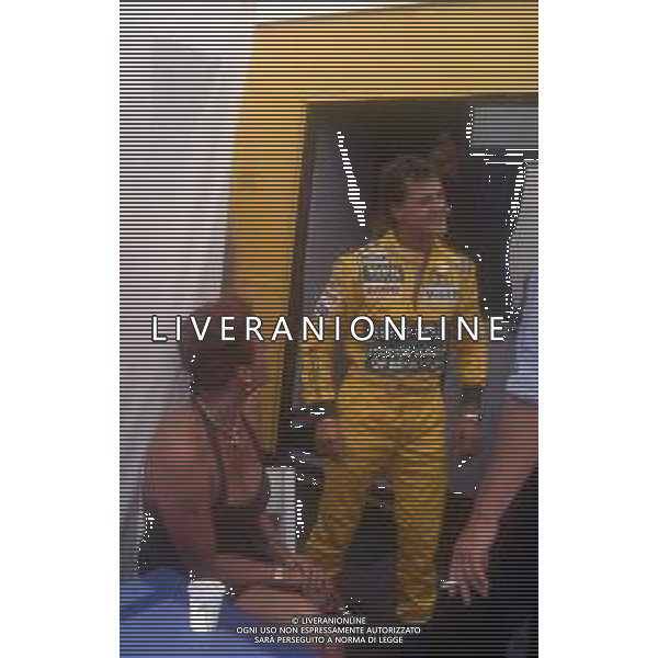 DIAP-RETROSPETTIVA BRIGITTE NIELSEN ATTRICE NELLA FOTO BRIGITTE NIELSEN ALL\'AUTODROMO DI MONZA CON MICHAEL SCHUMACHER AG ALDO LIVERANI SAS 