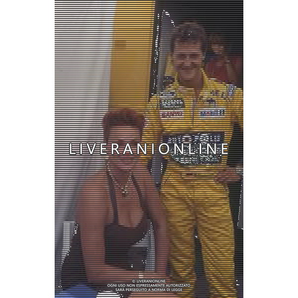 DIAP-RETROSPETTIVA BRIGITTE NIELSEN ATTRICE NELLA FOTO BRIGITTE NIELSEN ALL\'AUTODROMO DI MONZA CON MICHAEL SCHUMACHER AG ALDO LIVERANI SAS 