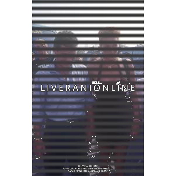 DIAP-RETROSPETTIVA BRIGITTE NIELSEN ATTRICE NELLA FOTO BRIGITTE NIELSEN ALL\'AUTODROMO DI MONZA COL MARITO RAOUL MEYER AG ALDO LIVERANI SAS 