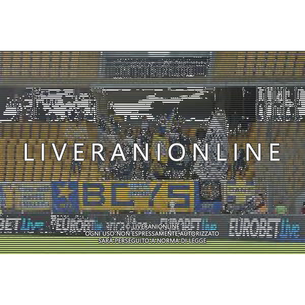 Supporters of Parma Calcio during the Coppa Italia round of 16 match between US Lecce and Parma Calcio on November 1, 2023 at Via del Mare Stadium in Lecce, Italy. Photo by Emmanuele Mastrodonato/ag. Aldo Liverani sas
