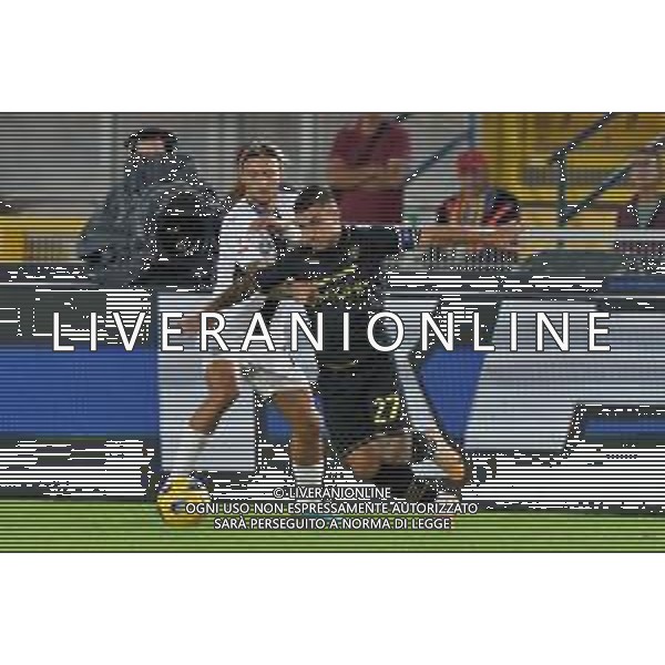 Gianluca Di Chiara of Parma Calcio and Gabriel Strefezza of US Lecce during the Coppa Italia round of 16 match between US Lecce and Parma Calcio on November 1, 2023 at Via del Mare Stadium in Lecce, Italy. Photo by Emmanuele Mastrodonato/ag. Aldo Liverani sas