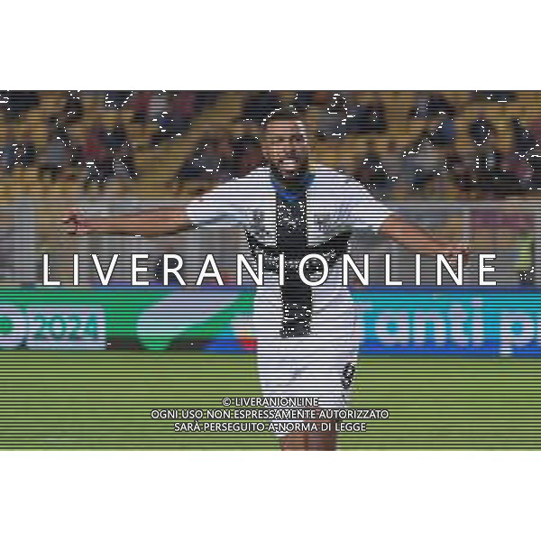 Gabriel Charpentier of Parma Calcio celebrates during the Coppa Italia round of 16 match between US Lecce and Parma Calcio on November 1, 2023 at Via del Mare Stadium in Lecce, Italy. Photo by Emmanuele Mastrodonato/ag. Aldo Liverani sas