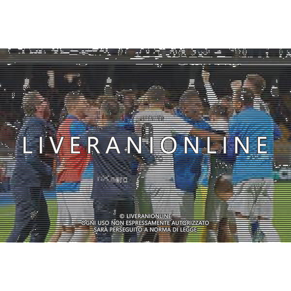Dennis Man of Parma Calcio celebrates after scoring a goal with teammates during the Coppa Italia round of 16 match between US Lecce and Parma Calcio on November 1, 2023 at Via del Mare Stadium in Lecce, Italy. Photo by Emmanuele Mastrodonato/ag. Aldo Liverani sas
