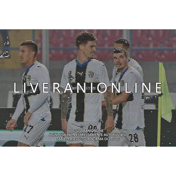 Dennis Man of Parma Calcio celebrates after scoring a goal with Valentin Mihaila of Parma Calcio during the Coppa Italia round of 16 match between US Lecce and Parma Calcio on November 1, 2023 at Via del Mare Stadium in Lecce, Italy. Photo by Emmanuele Mastrodonato/ag. Aldo Liverani sas