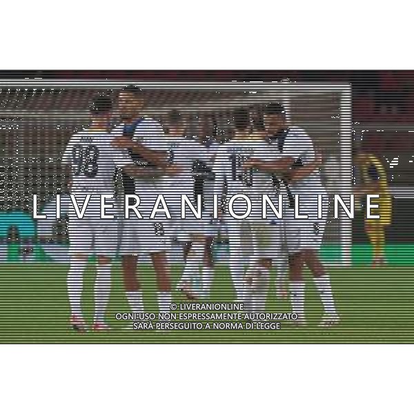 Parma Calcio celebrates the victory during the Coppa Italia round of 16 match between US Lecce and Parma Calcio on November 1, 2023 at Via del Mare Stadium in Lecce, Italy. Photo by Emmanuele Mastrodonato/ag. Aldo Liverani sas