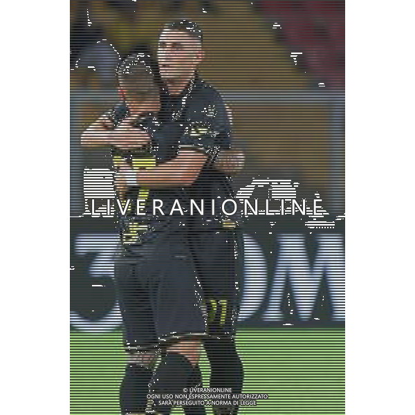 Roberto Piccoli of US Lecce and Gabriel Strefezza of US Lecce during the Coppa Italia round of 16 match between US Lecce and Parma Calcio on November 1, 2023 at Via del Mare Stadium in Lecce, Italy. Photo by Emmanuele Mastrodonato/ag. Aldo Liverani sas