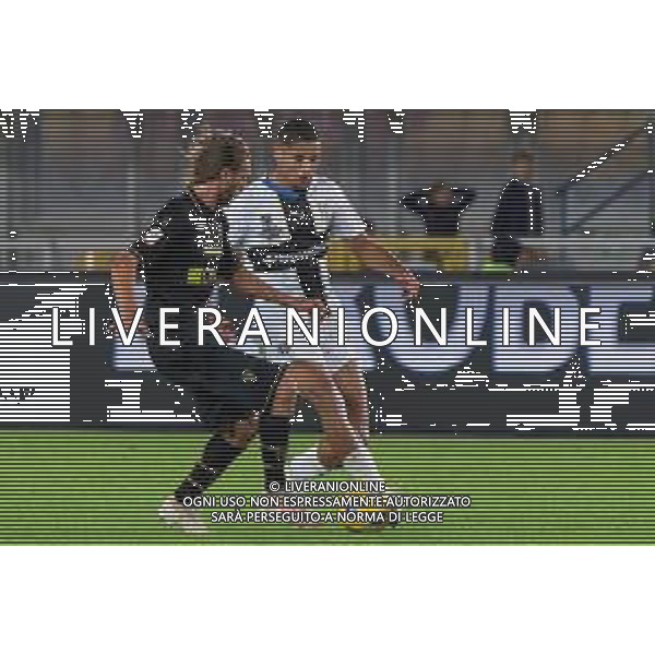 Simon Sohm of Parma Calcio and Antonino Gallo of US Lecce during the Coppa Italia round of 16 match between US Lecce and Parma Calcio on November 1, 2023 at Via del Mare Stadium in Lecce, Italy. Photo by Emmanuele Mastrodonato/ag. Aldo Liverani sas