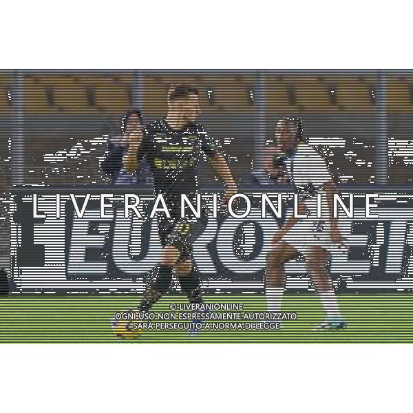 Remi Oudin of US Lecce and Woyo Coulibaly of Parma Calcio during the Coppa Italia round of 16 match between US Lecce and Parma Calcio on November 1, 2023 at Via del Mare Stadium in Lecce, Italy. Photo by Emmanuele Mastrodonato/ag. Aldo Liverani sas
