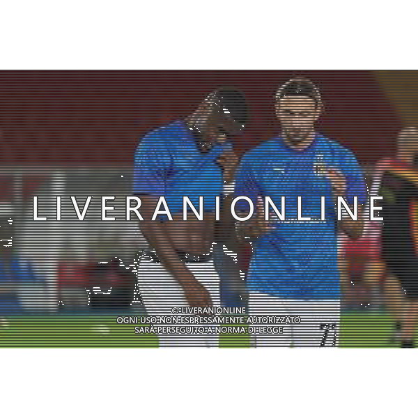 Ange-Yoan Bonny of Parma Calcio and Gianluca Di Chiara of Parma Calcio during the Coppa Italia round of 16 match between US Lecce and Parma Calcio on November 1, 2023 at Via del Mare Stadium in Lecce, Italy. Photo by Emmanuele Mastrodonato/ag. Aldo Liverani sas