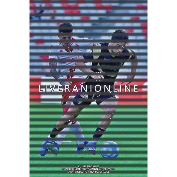 Samuel Giovane of Ascoli Calcio and Marco Nasti of SSC Bari during the Italian Serie B match SSC Bari vs Ascoli Calcio on November 4, 2023 at the San Nicola stadium in Bari, Italy. Photo by Emmanuele Mastrodonato/ag. Aldo Liverani sas/AGENZIA ALDO LIVERANI SAS