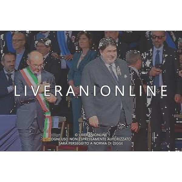 4-11-2023. Sergio Mattarella, presidente della Repubblica italiana, in visita a Cagliari, zona autorità portuale in Via Roma, in occasione della festa delle forze armate.. Foto Salvatore Moi/Agenzia Aldo Liverani s.a.s. Nella foto: da sinistra a destra, Paolo Truzzu sindaco del Comune di Cagliari, Cristian Solinas, presidente della regione autonoma della Sardegna ©MOI Salvatore /AGENZIA ALDO LIVERANI SAS