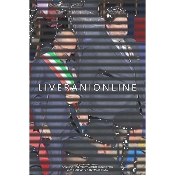 4-11-2023. Sergio Mattarella, presidente della Repubblica italiana, in visita a Cagliari, zona autorità portuale in Via Roma, in occasione della festa delle forze armate.. Foto Salvatore Moi/Agenzia Aldo Liverani s.a.s. Nella foto: da sinistra a destra, Paolo Truzzu sindaco del Comune di Cagliari, Cristian Solinas, presidente della regione autonoma della Sardegna ©MOI Salvatore /AGENZIA ALDO LIVERANI SAS
