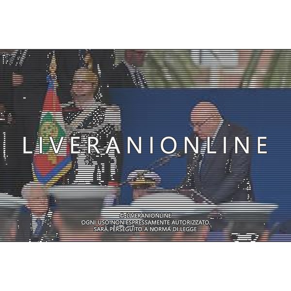 4-11-2023. Sergio Mattarella, presidente della Repubblica italiana, in visita a Cagliari, zona autorità portuale in Via Roma, in occasione della festa delle forze armate.. Foto Salvatore Moi/Agenzia Aldo Liverani s.a.s. Nella foto: da sinistra a destra, Sergio Mattarella, presidente della Repubblica Italiana, Guido Crosetto, ministro della difesa Italiana ©MOI Salvatore /AGENZIA ALDO LIVERANI SAS