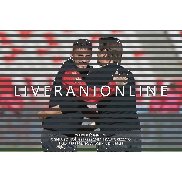 Marco Nasti of SSC Bari and coach William Viali of Ascoli Calcio during the Italian Serie B match SSC Bari vs Ascoli Calcio on November 4, 2023 at the San Nicola stadium in Bari, Italy. Photo by Emmanuele Mastrodonato/ag. Aldo Liverani sas