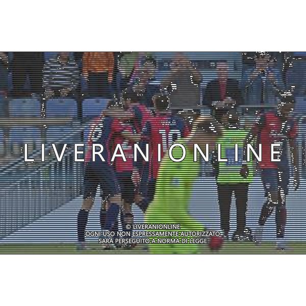 5-11-2023. Cagliari calcio- Genoa cfc. 11° giornata campionato calcio italiano Serie A 2023/2024, Stadio Unipol Domus Cagliari. Foto Salvatore Moi/Agenzia Aldo Liverani s.as. Nella foto: Gol ed esultanza del Cagliari in casa contro Genoa, nello stadio Unipol Domus di Cagliari. Segna:Agenzia Aldo Liverani s.a.s. Nella foto: Gabriele Zappa Cagliari ©MOI SALVATORE / AGENZIA ALDO LIVERANI SAS