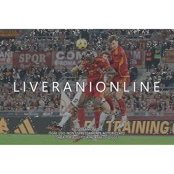 Evan N\'Dicka of AS Roma and Nikola Krstovic of US Lecce during the Italian soccer Serie A match AS Roma vs US Lecce on November 5, 2023 at Olympic Stadium in Rome, Italy. Photo by Emmanuele Mastrodonato/ag. Aldo Liverani sas