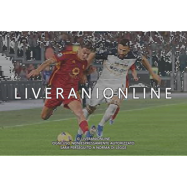 Paulo Dybala of AS Roma and Ahmed Touba of US Lecce during the Italian soccer Serie A match AS Roma vs US Lecce on November 5, 2023 at Olympic Stadium in Rome, Italy. Photo by Emmanuele Mastrodonato/ag. Aldo Liverani sas