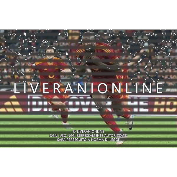 Romelu Lukaku of AS Roma celebrates after scoring a goal during the Italian soccer Serie A match AS Roma vs US Lecce on November 5, 2023 at Olympic Stadium in Rome, Italy. Photo by Emmanuele Mastrodonato/ag. Aldo Liverani sas