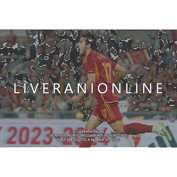 Sardar Azmoun of AS Roma celebrates after scoring a goal during the Italian soccer Serie A match AS Roma vs US Lecce on November 5, 2023 at Olympic Stadium in Rome, Italy. Photo by Emmanuele Mastrodonato/ag. Aldo Liverani sas