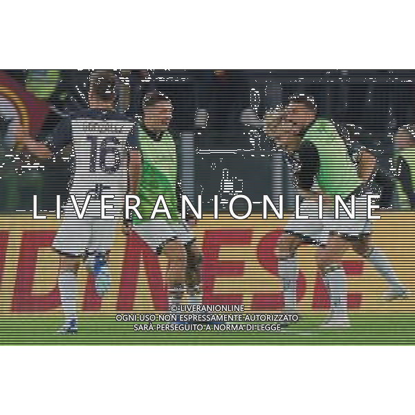 Pontus Almqvist of US Lecce celebrates after scoring a goal with teammates during the Italian soccer Serie A match AS Roma vs US Lecce on November 5, 2023 at Olympic Stadium in Rome, Italy. Photo by Emmanuele Mastrodonato/ag. Aldo Liverani sas