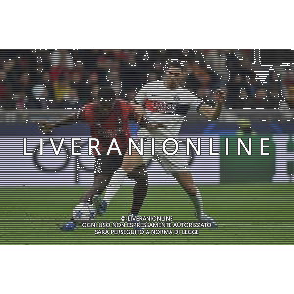 Milan vs Paris Saint-Germain nella foto Yunus Musah (Milan) e Achraf Hakimi (Paris Saint-Germain) Milano 07-11-2023 Stadio Giuseppe Meazza - San Siro UEFA Champions League fase a gironi 4a giornata - Gruppo F foto Roberto Garavaglia/ag. Aldo Liverani sas / AGENZIA ALDO LIVERANI SAS