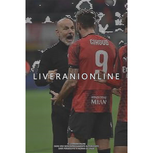 Milan vs Paris Saint-Germain nella foto Stefano Pioli allenatore Milan e Olivier Giroud (Milan) esultanza a fine partita Milano 07-11-2023 Stadio Giuseppe Meazza - San Siro UEFA Champions League fase a gironi 4a giornata - Gruppo F foto Roberto Garavaglia/ag. Aldo Liverani sas/ AGENZIA ALDO LIVERANI SAS