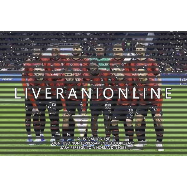 Milan vs Paris Saint-Germain nella foto formazione Milan, in piedi da Sx Fikayo Tomori, Rafael Leao, Ruben Loftus-Cheek, Mike Maignan, Malick Thiaw e Olivier Giroud; in basso da SX Theo Hernandez, Davide Calabria, Yunus Musah, Christian Mate Pulisic e Tijjani Reijnders Milano 07-11-2023 Stadio Giuseppe Meazza - San Siro UEFA Champions League fase a gironi 4a giornata - Gruppo F foto Roberto Garavaglia/ag. Aldo Liverani sas/ AGENZIA ALDO LIVERANI SAS